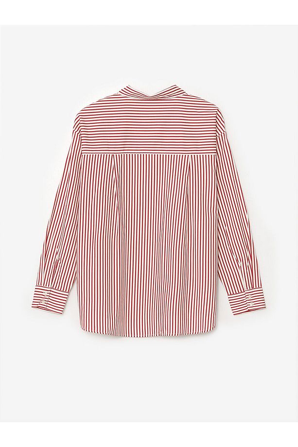 Lcw Çizgili Oversize Poplin Kadın Gömlek - 6