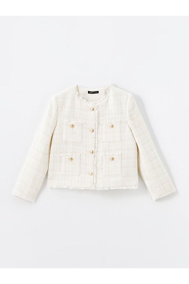 LCW Bisiklet Yaka Dokulu Kadın Tüvit Ceket - 5