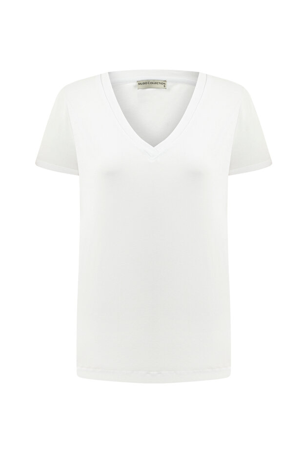 Women's White V-Neck Short Sleeve T-Shirt