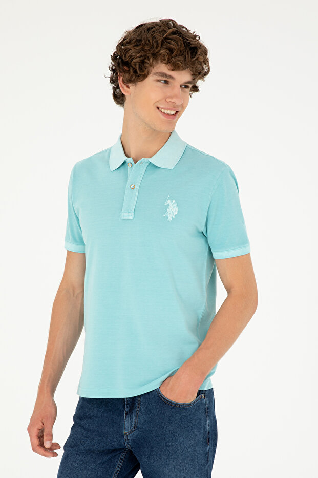 Men's Slim Fit Polo Neck Mint Basic T-Shirt 50294207-Vr090
