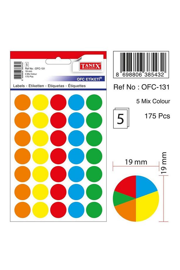 Ofc-131 Mıx Color Ofis Etiketi 19mm 175 Adet - 1