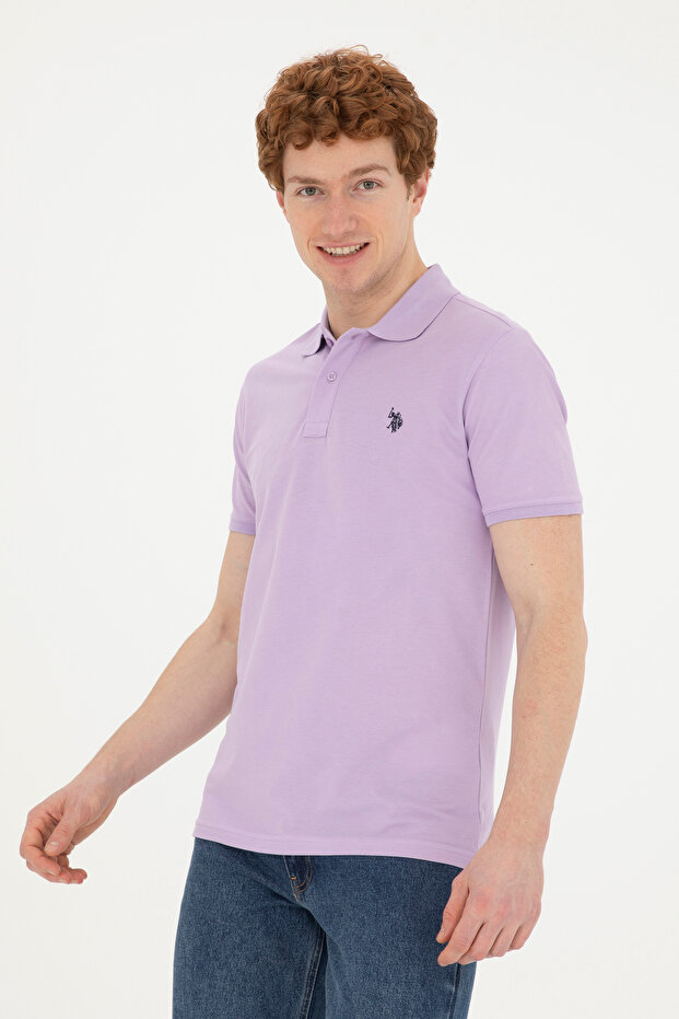 Men's Slim Fit Polo Neck Lilac Basic T-Shirt 50279573-Vr034
