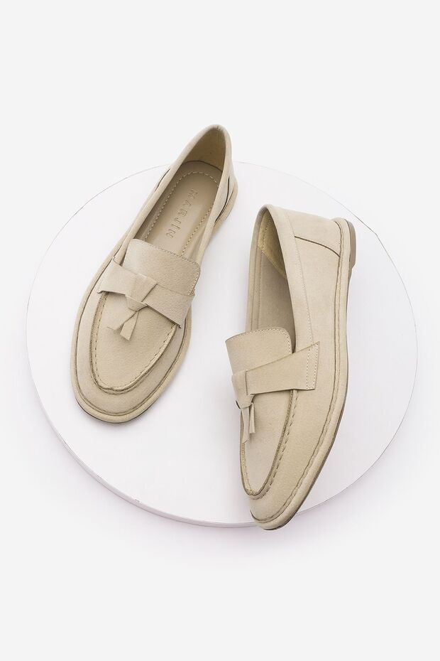 Beige Women's Loafers - Foldable Casual Shoes, Kstav