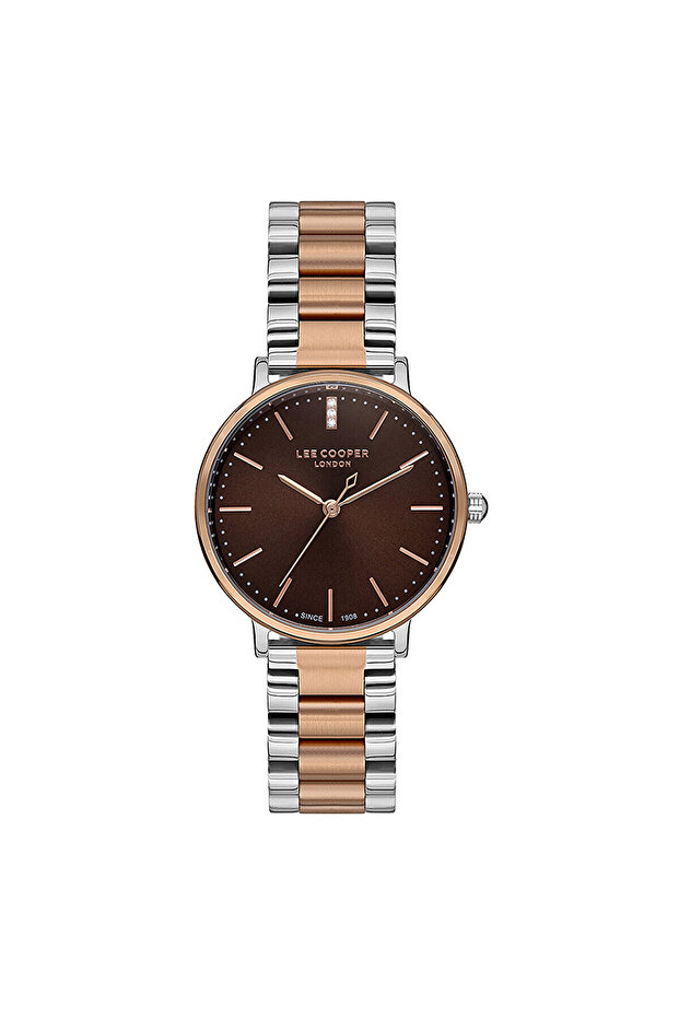Men's Watch, Brown Dial, Rose Gold Case, Silver Rose Band, Quartz, 3Atm, Lc07129.540