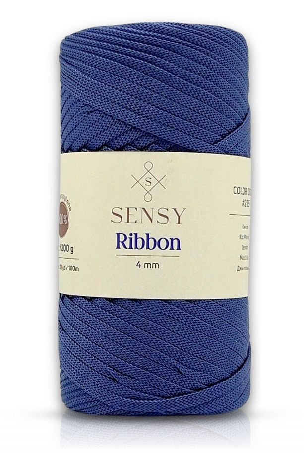 Premium Ribbon Polyester ip 200 gr Polyester Ribbon Makrome İpi Kot Mavisi - 1