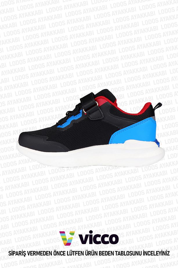 Yancy Model Hafif Erkek Çocuk Spor Ayakkabı Siyah/Saks Mavi Sneaker - 3