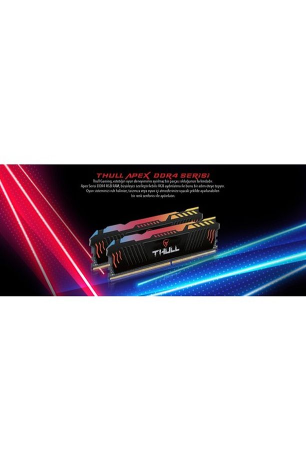 Apex 16gb Kıts (2X8GB) 3600mhz Cl19 1.35v Rgb Heatsınk Ddr4 Ram Thl-pcapx28800d4-16g-b - 3