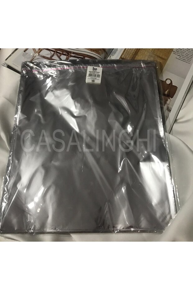 Shiny Silver Color Gift Package Metallized Silver Bag with Tape 25X35 cm - 1 Pack (100 Pcs)