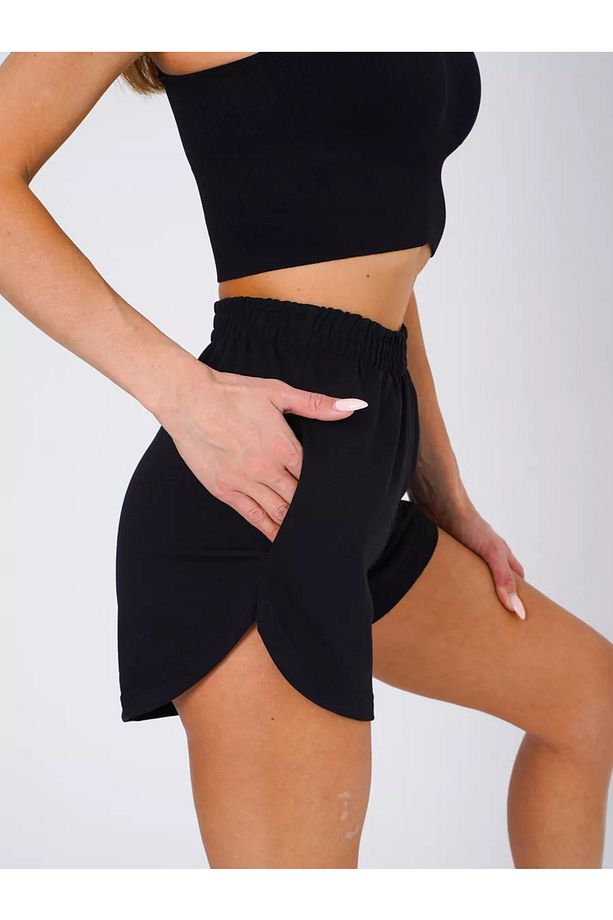 Venanzo Model Bağcıklı Ayarlanabilir Bel Yumuşak Dokulu Spor Şort Siyah Renk - 3