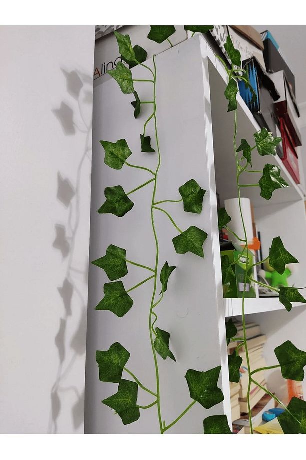 Dekoratif Yeşil Yapraklı Yapay Sarmaşık 2 Metre Yılbaşı Süsü Ledsiz - 5