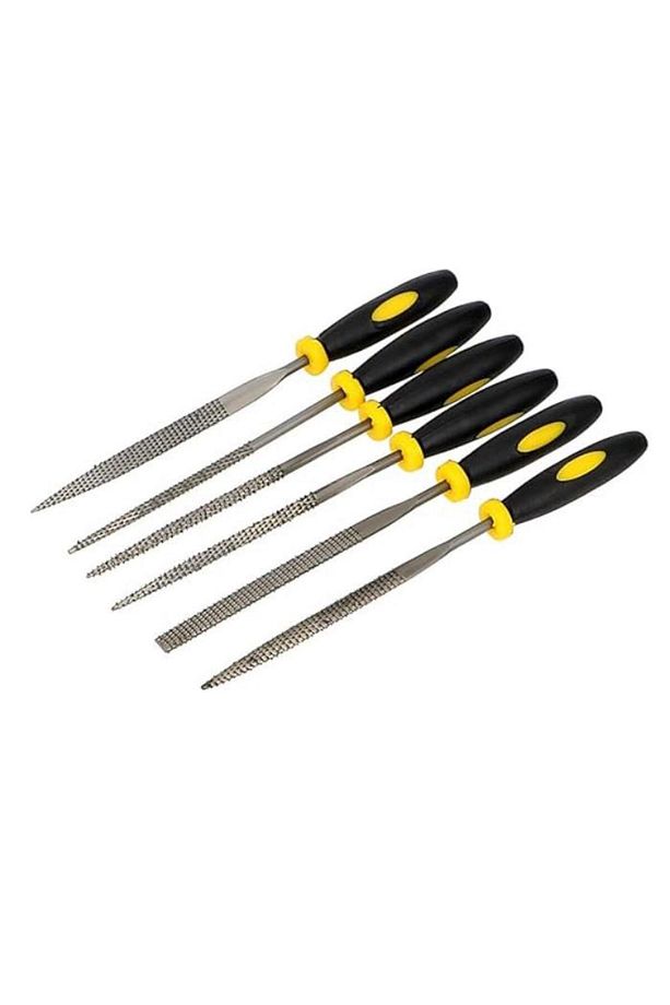 Mini Eğe Seti Çelik Törpü Takımı 6 Parça Ahşap Set Üçgen Kare Düz Yuvarlak Çok Amaçlı Hobi Set - 3