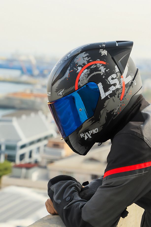 RAPID 2 CIRCLE MAT SİYAH-KIRMIZI KASK + SPOILER - 8
