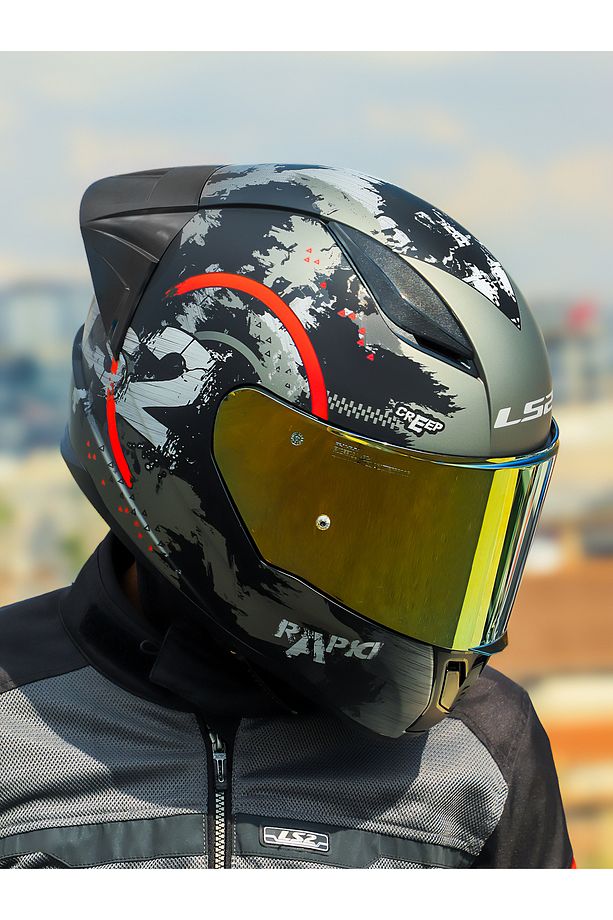 RAPID 2 CIRCLE MAT SİYAH-KIRMIZI KASK + SPOILER - 3