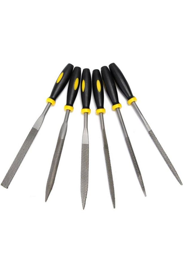 Mini Eğe Seti Çelik Törpü Takımı 6 Parça Ahşap Set Üçgen Kare Düz Yuvarlak Çok Amaçlı Hobi Set - 7