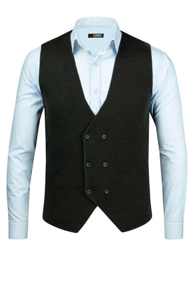 Men's Buttoned Sports / Regular Fit Knitwear Sleeveless Nefti Vest - 5013Ls