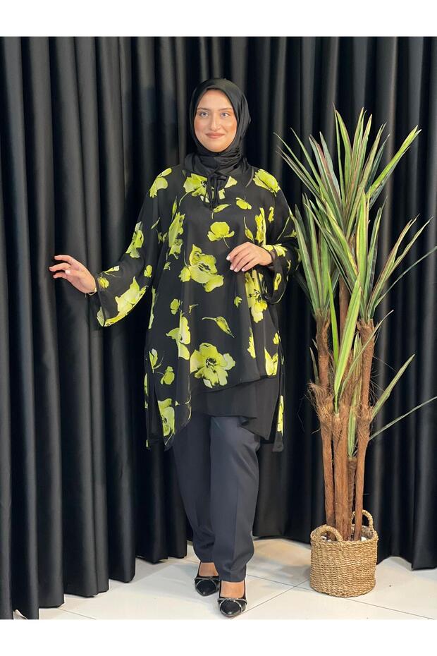 Patterned Chiffon Lined Tunic