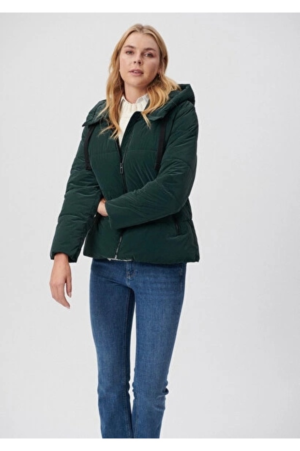 Kapüşonlu Yeşil Ceket - 2