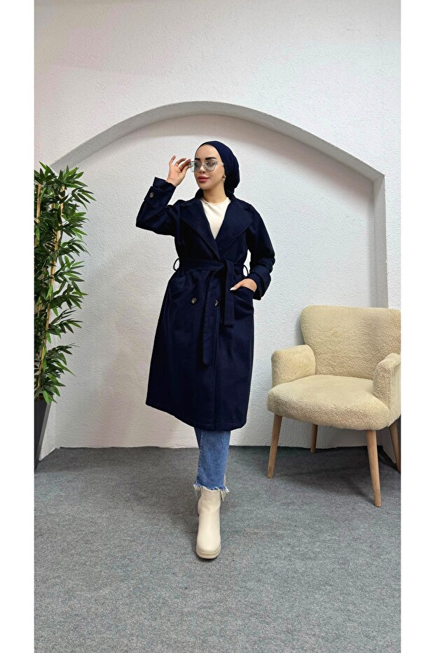 Düğmeli Kaşe Kaban - 1