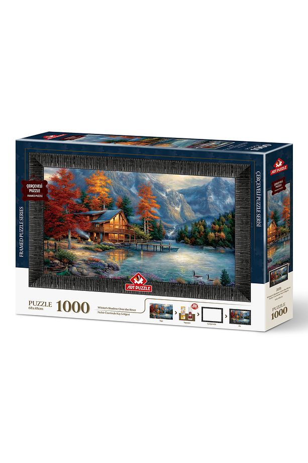 Nehir Üzerinde Kış Gölgesi 1000 Parça Çerçeveli Puzzle - 1