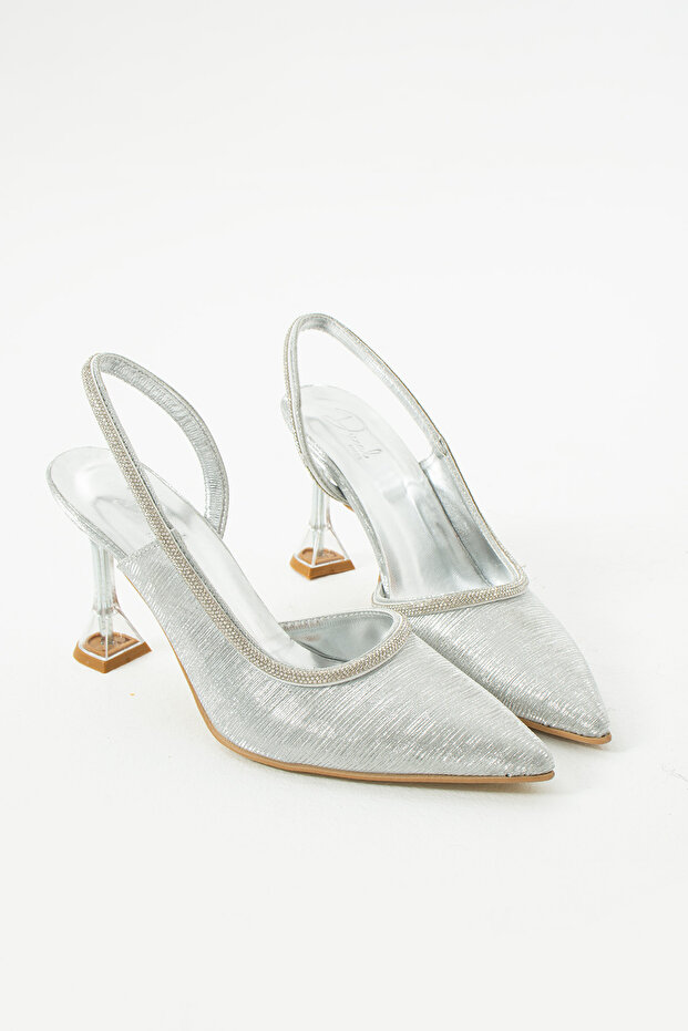 Fomax Stone Detailed Transparent Heeled Shoes