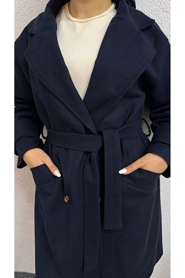 Düğmeli Kaşe Kaban - 3