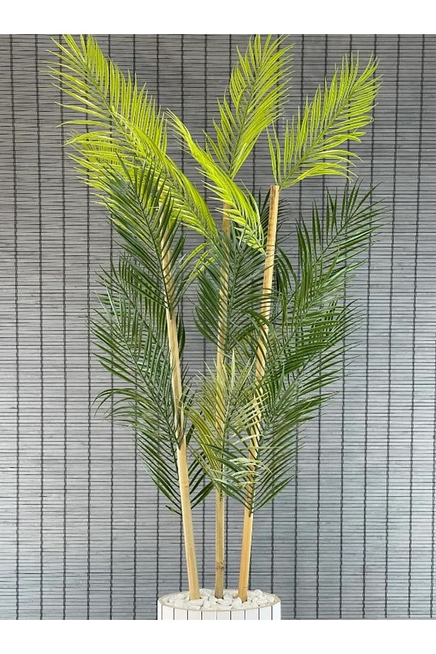 Yapay Palmiye Ağacı Ahşap Elips Saksılı Ayaklı Areka 3 Gövde 18 Yapraklı 135cm - 2
