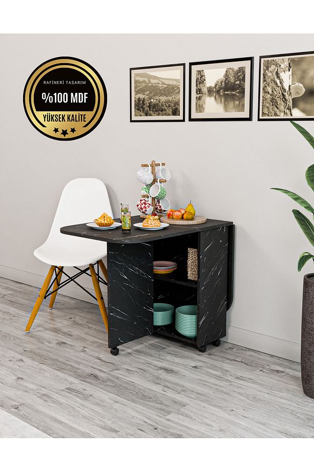 OVAL Masa Açılır Katlanır  fonksiyonel MDF - 3
