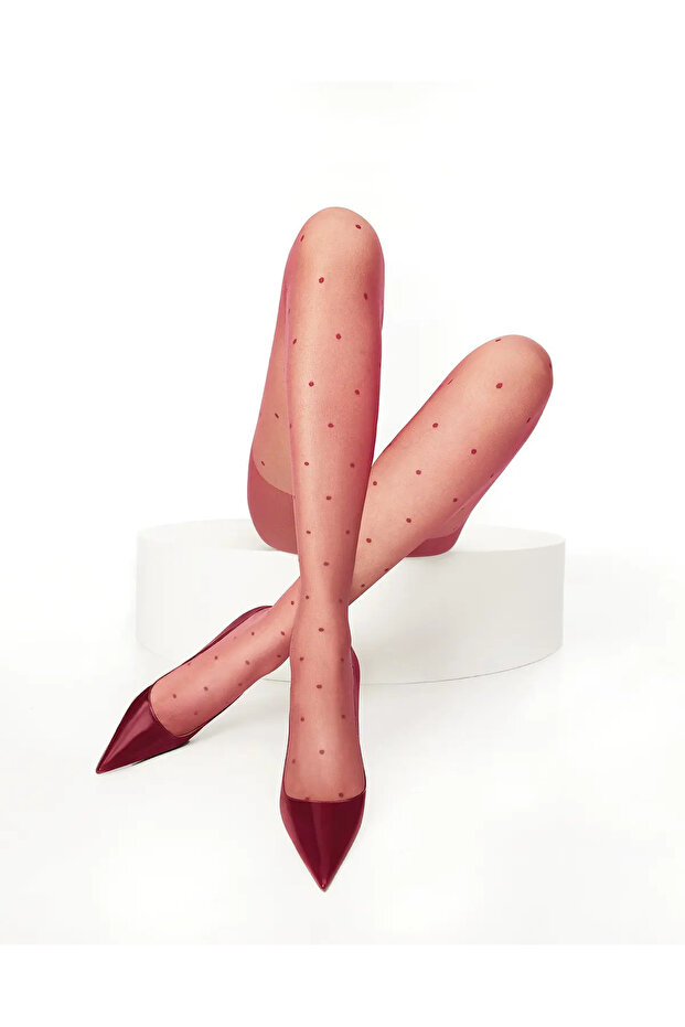 Women's Style Wine Red Polka Dot Pantyhose