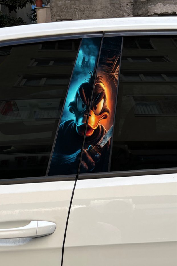 Duck Car Door Post Covering Foil Patterned Sticker 22X50 cm 2 Pieces
