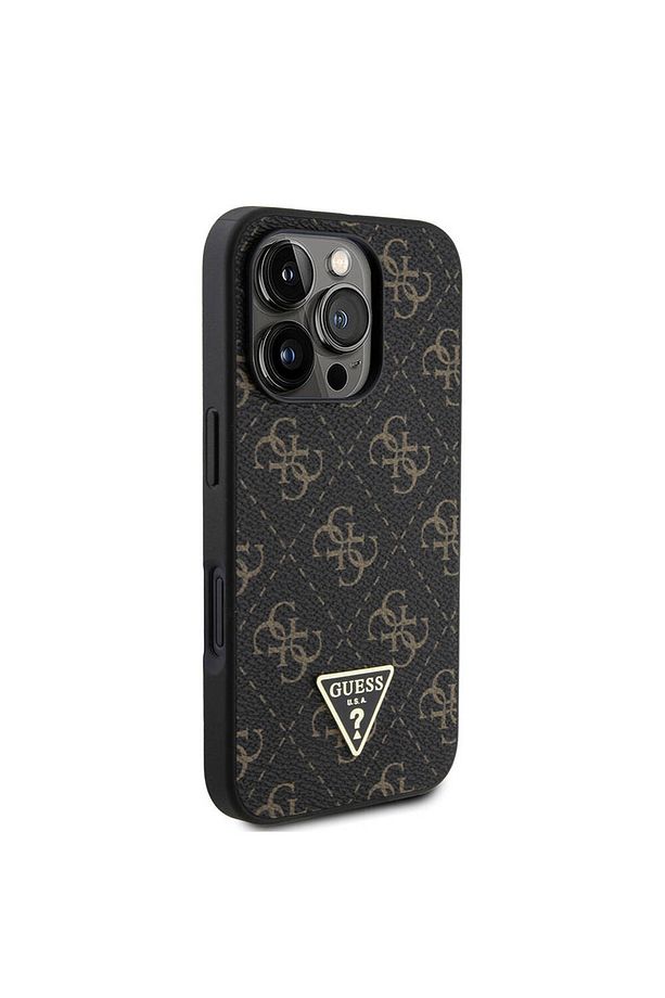 iPhone 16 Pro Max Uyumlu Kılıf Guess  Lisanslı PU Deri 4G Desenli Üçgen Logolu Kapak Siyah - 3