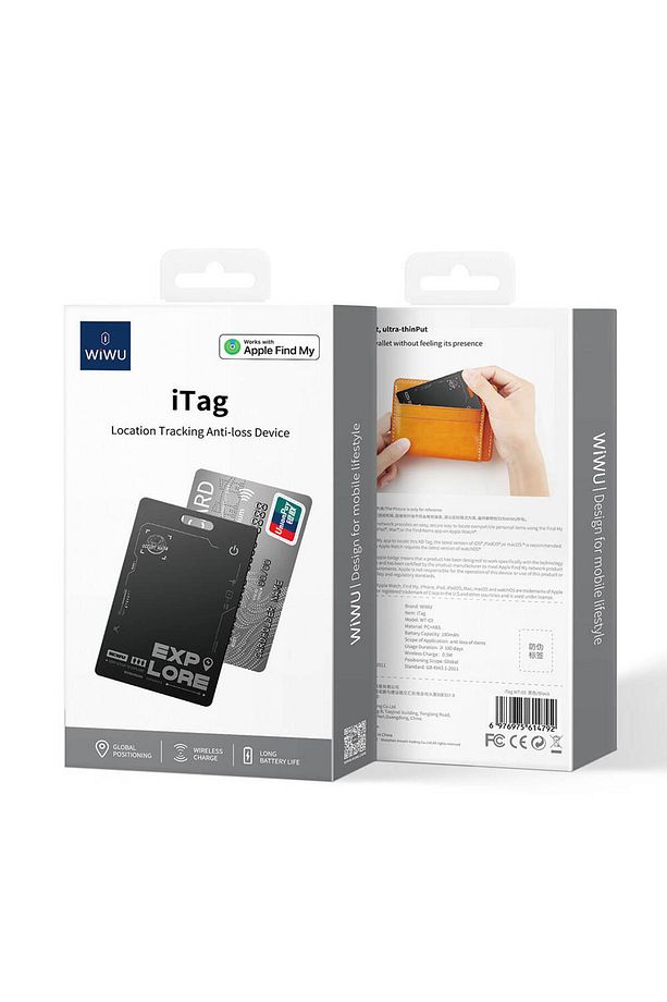GPS Akıllı Takip Cihazı Wiwu WT-03 iTag iOS Find My Destekli Slim Kartlık Tasarımlı Siyah - 5