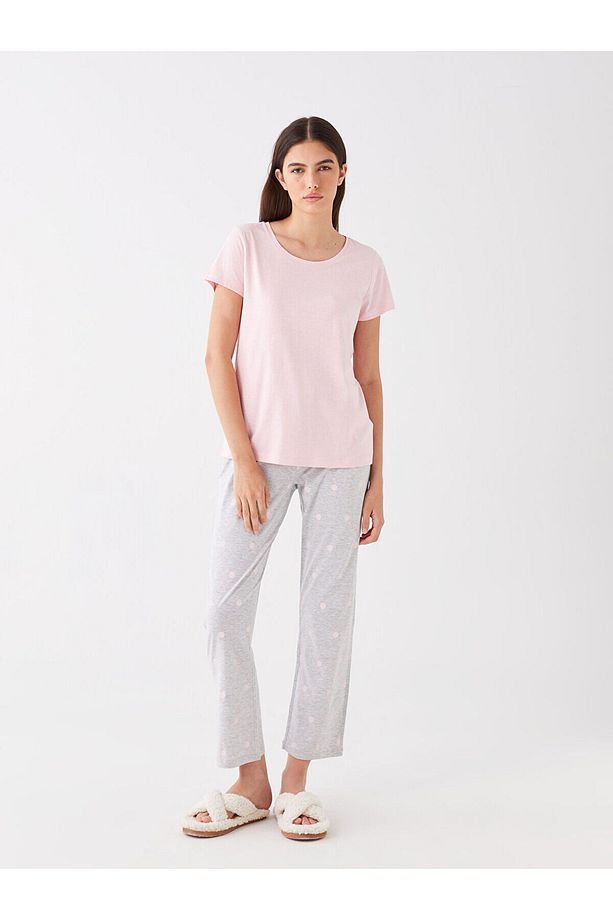 Lcw Bisiklet Yaka Desenli Uzun Kollu Kadın Pijama Takımı - 2