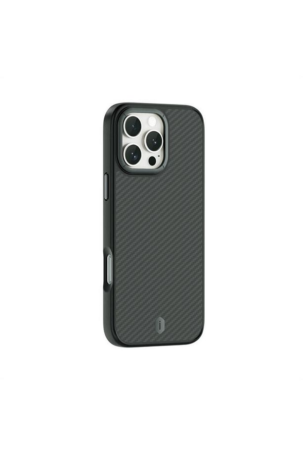 iPhone 16 Pro Max Kılıf Wiwu DCC-205 Magsafe Şarj Özellikli Aramid Fiber Tasarım Kevlar Kapak Siyah - 3