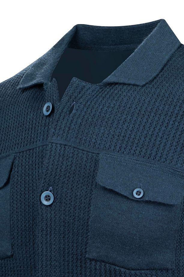 Çizgi Triko Erkek Düğmeli Çift Cepli Triko Örme Desenli Blazer Tek Ceket Regular Kalıp -5017G - 5