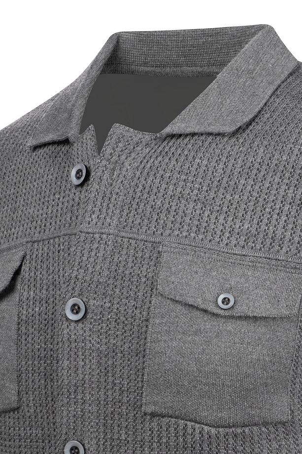 Çizgi Triko Erkek Düğmeli Çift Cepli Triko Örme Desenli Blazer Tek Ceket Regular Kalıp -5017G - 5