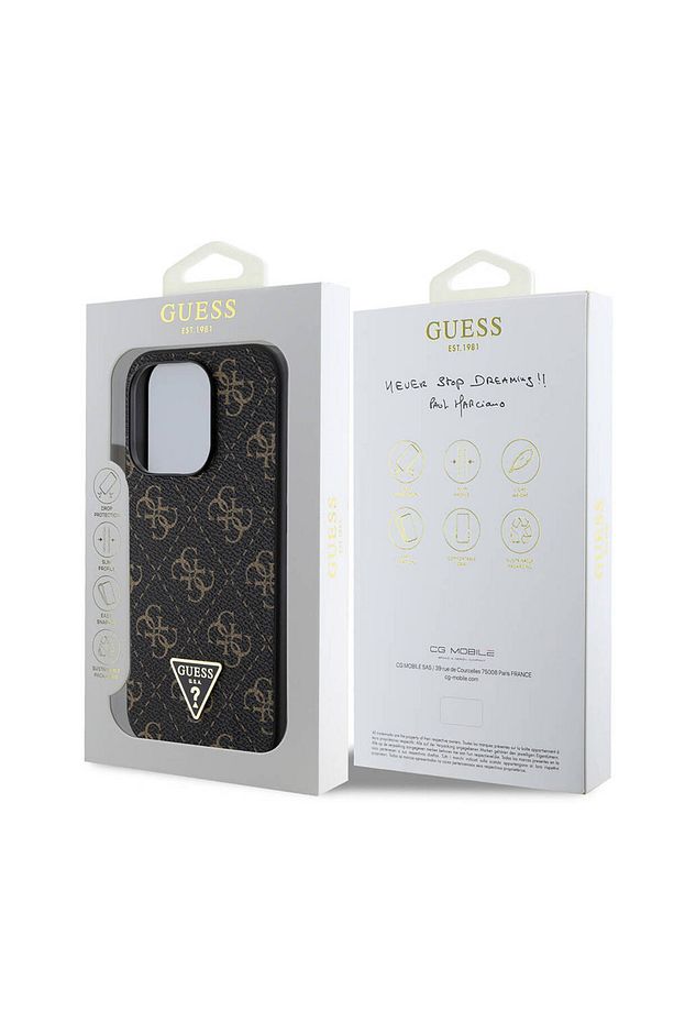 iPhone 16 Pro Max Uyumlu Kılıf Guess  Lisanslı PU Deri 4G Desenli Üçgen Logolu Kapak Siyah - 5