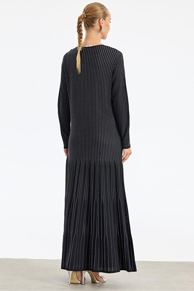 Simli Rayon Elbise SİYAH - 4