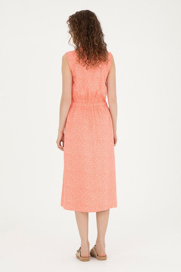 Kadın Neon Pembe Midi Boy Dokuma Elbise 50289216-vr105 - 5