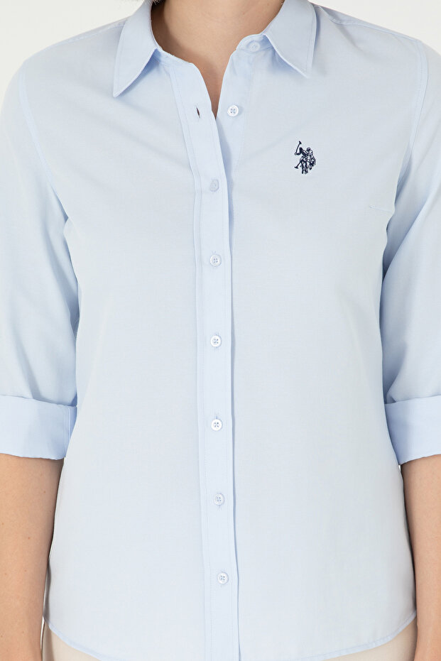 Jasnoniebieska damska koszula z długim rękawem basic 50288851-VR003 - 6