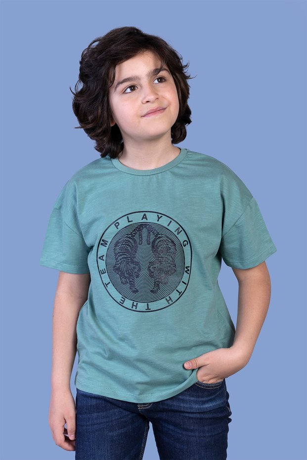 Boy's Embossed Patterned T-Shirt