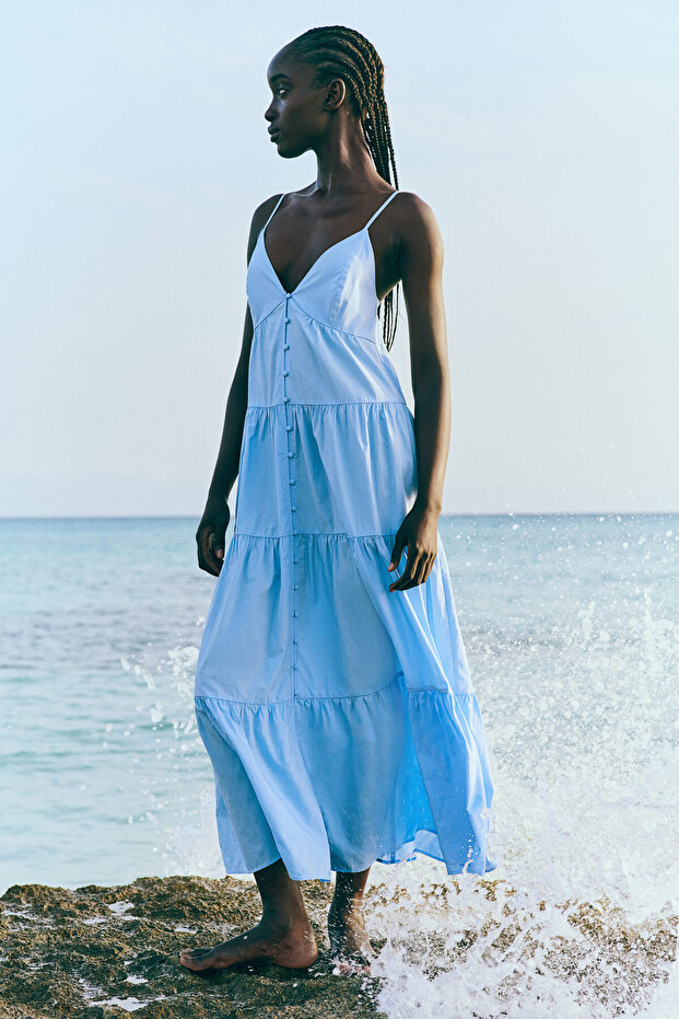 Katlı ve Askılı Elbise - 2