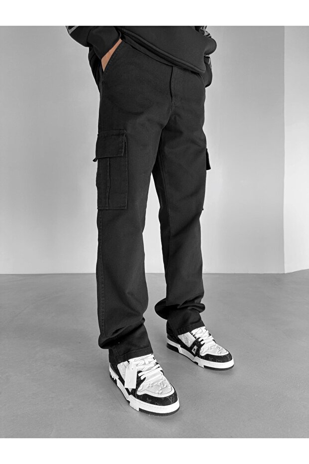Men's Baggy Fit Cargo Pants Black