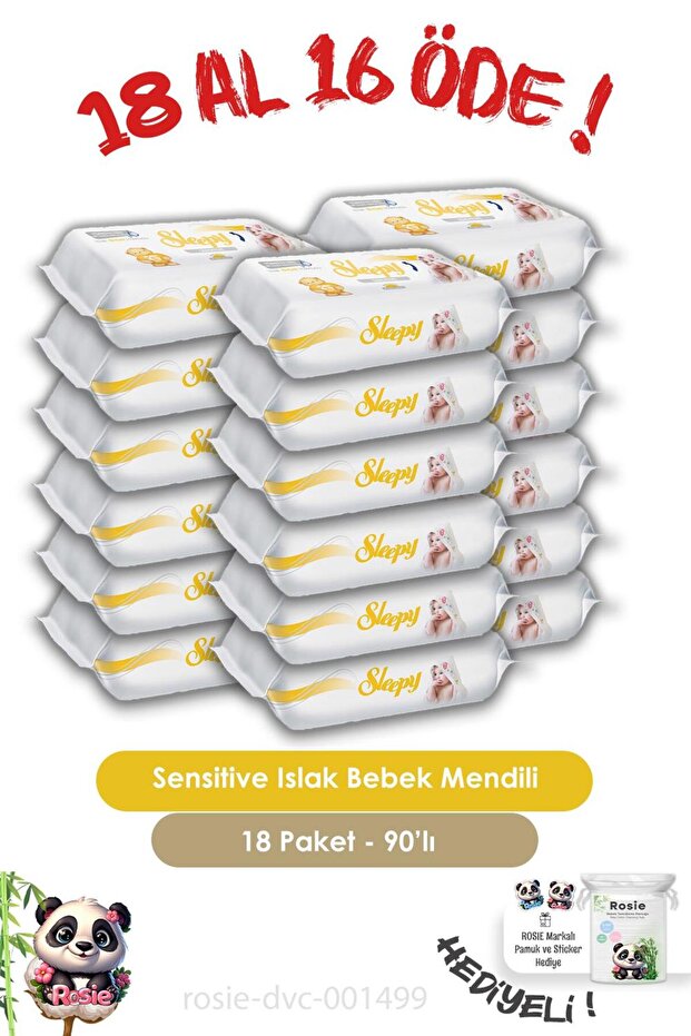 Rosie 18 Al 16 Pay Sensitive Wet Wipes - 90 Pcs