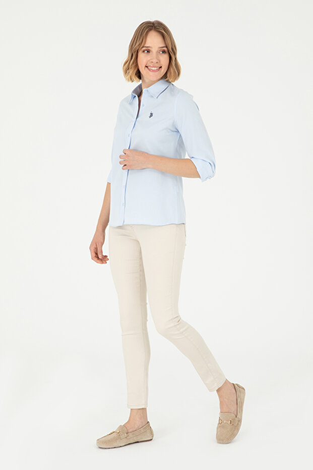 Jasnoniebieska damska koszula z długim rękawem basic 50288851-VR003 - 4