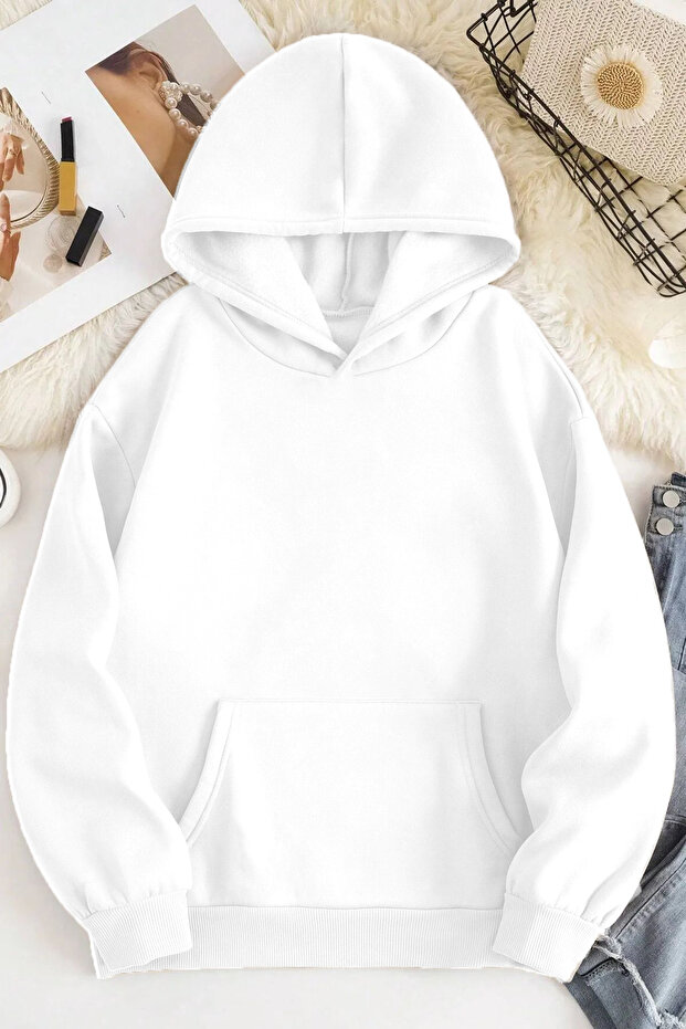 سويت شيرت سادة بغطاء للرأس - 1