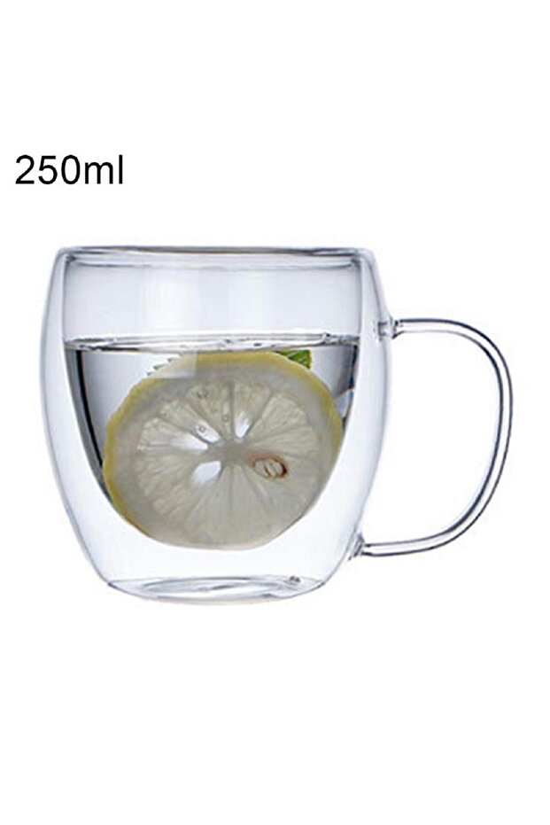250ml Double Wall Glass Tea Coffee Milk Mug Cup Borosilicate Glass Wine