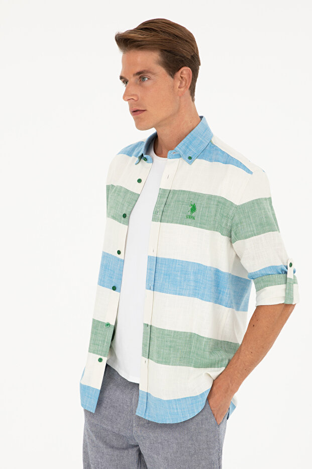 Men's Green Long Sleeve Shirt 50283348 -Vr054