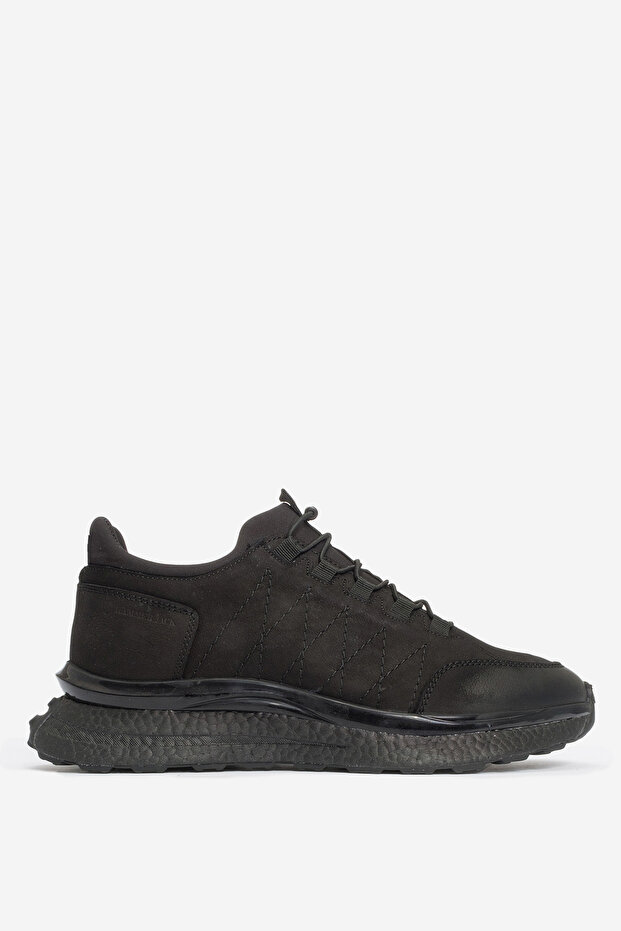 Men's Thick Sole Comfort Casual Shoes Real Leather Hj 24822m Black