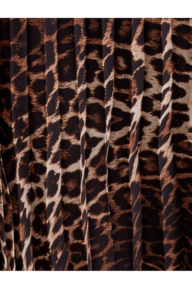 Piliseli Leopar Desenli Etek Kloş Midi Boy - 6
