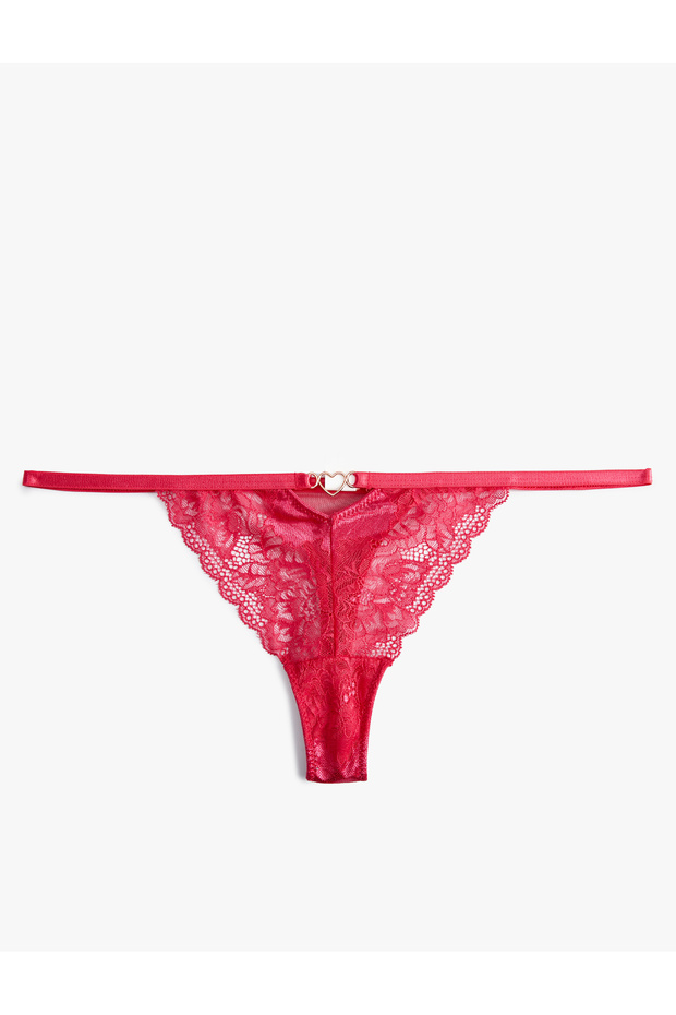 Heart Patterned Lace String Panties